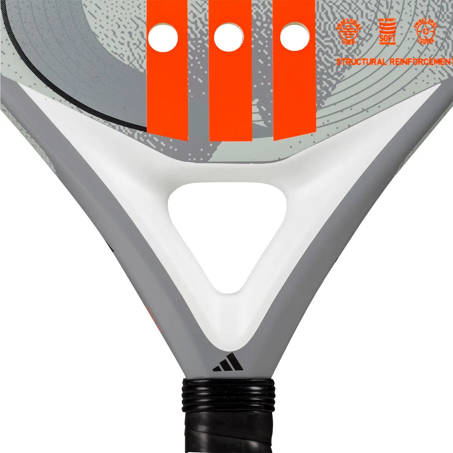 Adidas Drive Padel Schläger – Nahaufnahme Brücke mit Smart Holes Lineal, EVA Density Soft und Sweet Spot Centre Technologie
