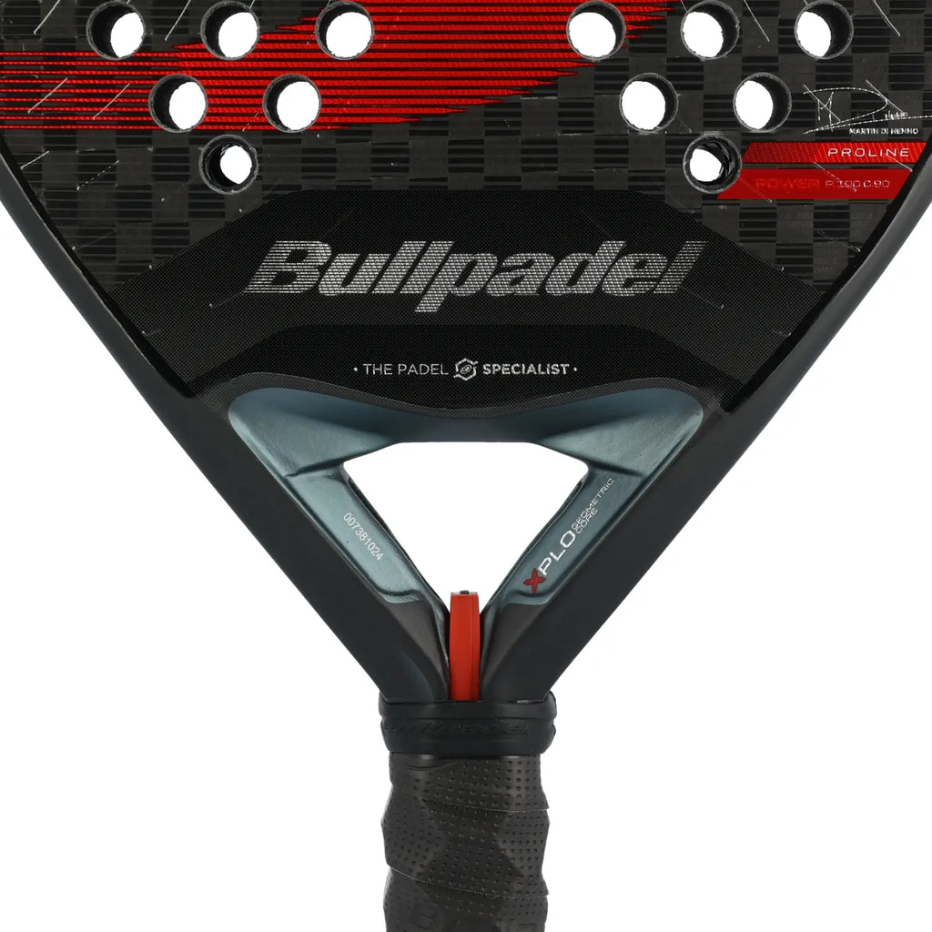Bullpadel Xplo 25 Padelschläger Detailansicht Herzstück mit Geometric Shape und Proline Power Branding