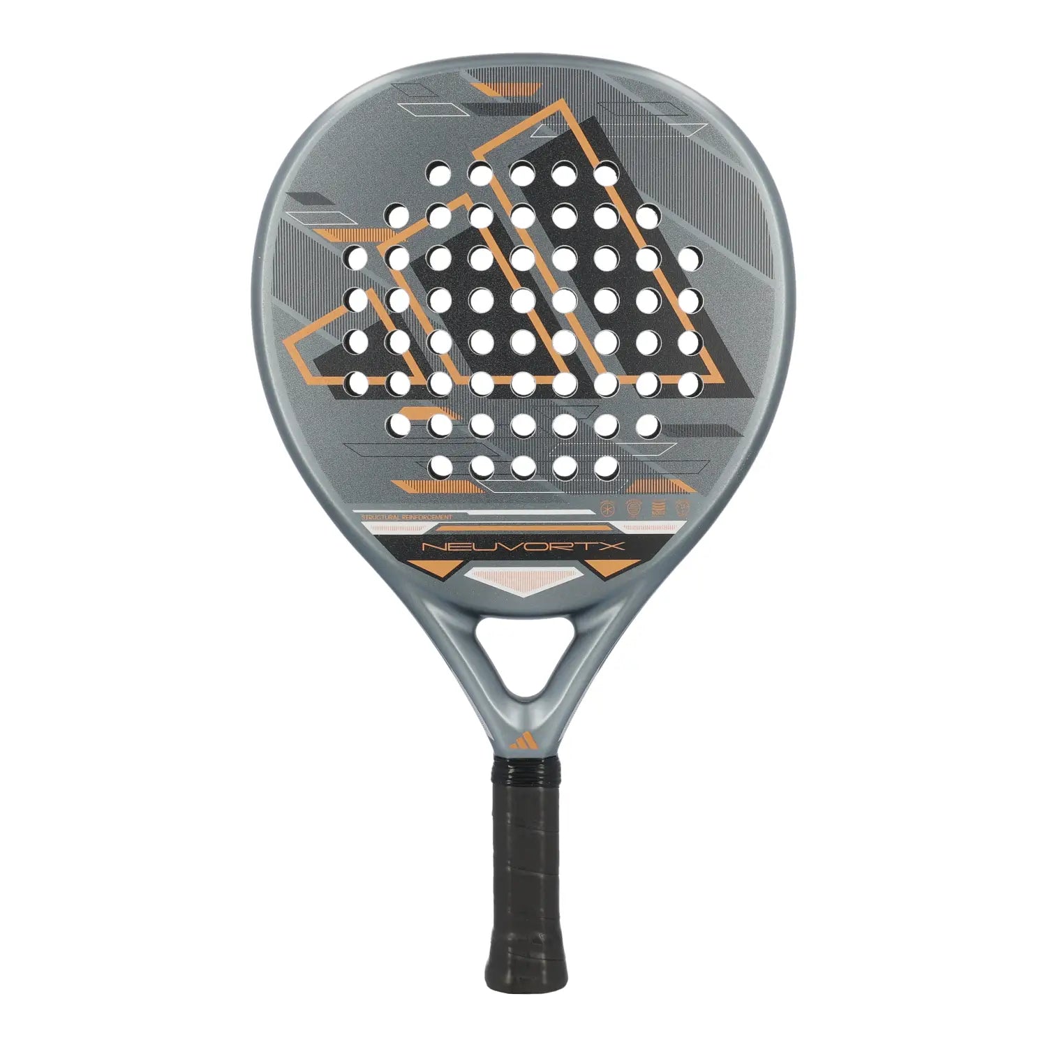 Adidas Neuvortx Cooper Padelschläger Vorderansicht in Grau-Kupfer mit Structural Reinforcement