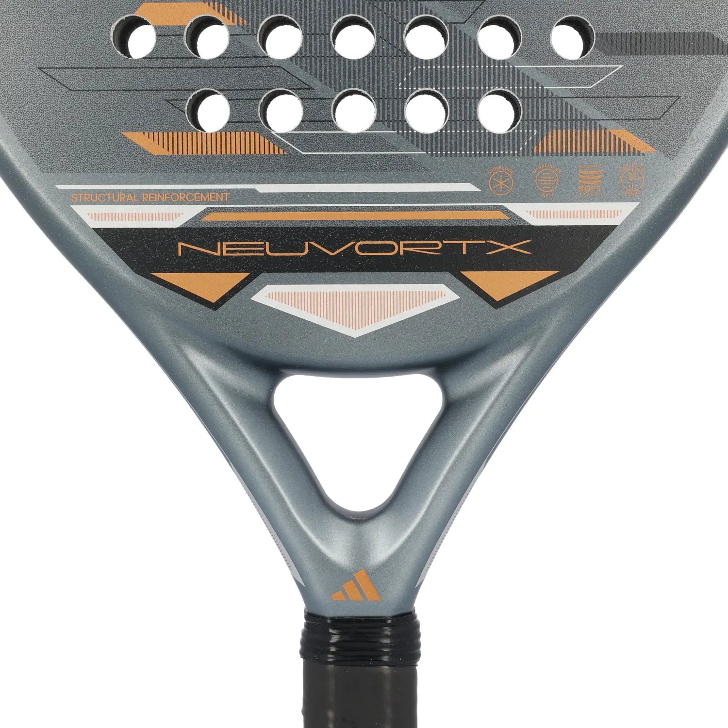 Adidas Neuvortx Cooper Padelschläger Detailansicht Herzstück mit Neuvortx Branding und Adidas Logo