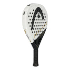 Head Extreme Edge White Padelschläger schräge Ansicht mit Extreme Schriftzug am weißen Rahmen