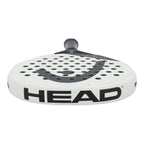 Head Extreme Edge White Padelschläger Draufsicht mit HEAD Schriftzug am weißen Rahmen
