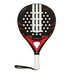 Adidas Drive 2026 Padel Schläger schwarz rot – Frontansicht mit weißem 3-Streifen Logo, roter Bridge und Structural Reinforcement