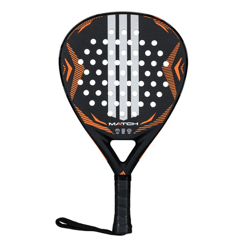 Adidas Match 2026 Padel Schläger schwarz orange – Frontansicht mit Sweet Spot Middle, EVA Soft und Smart Holes Lineal Technologie