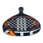 Adidas Match 2026 Padel Schläger – Kopfansicht von oben mit schwarzem Rahmen, silberner Schlagfläche und orangenem MATCH Schriftzug