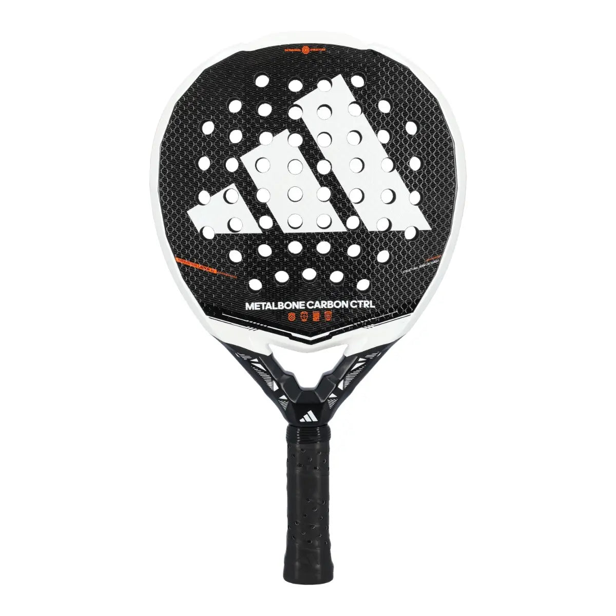 Adidas Metalbone Carbon CTRL 2026 Padel Schläger – Frontansicht schwarz-weiß mit großem Adidas Logo
