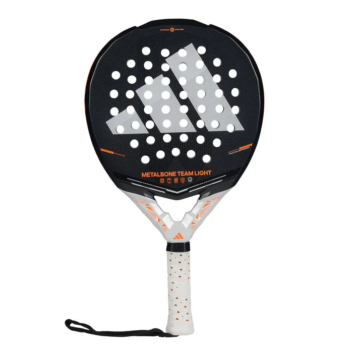 Adidas Metalbone Team Light 2026 Padelschläger Vorderansicht in Schwarz-Weiß-Orange mit Octagonal Structure