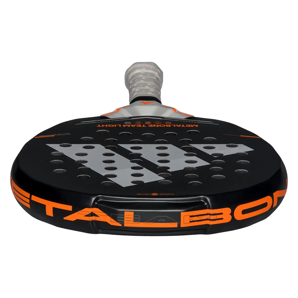 Adidas Metalbone Team Light 2026 Padelschläger Draufsicht mit orangem Metalbone Schriftzug am Rahmen