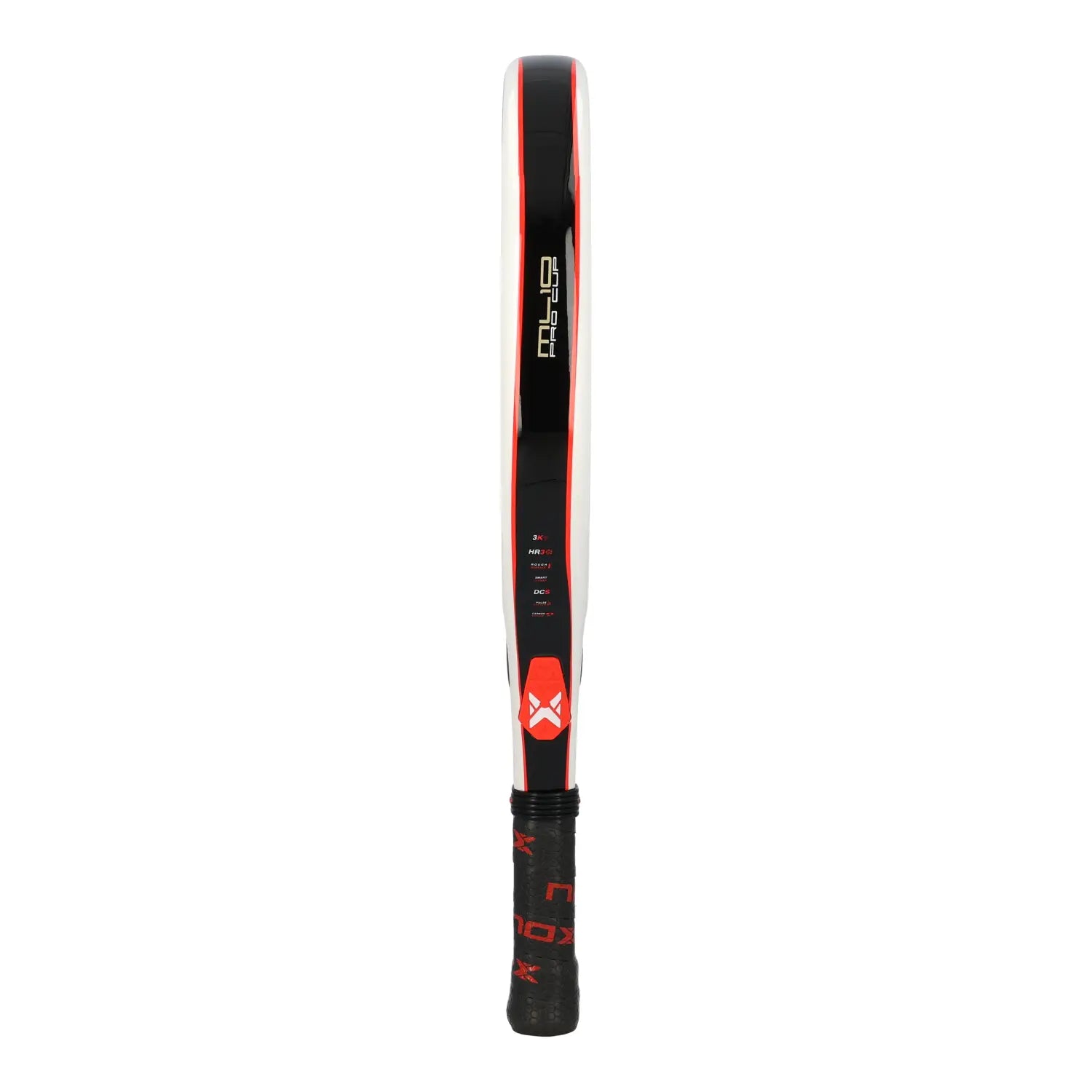 Nox ML10 Pro Cup Luxury Series Padel Racket Nahaufnahme Schlagfläche mit 3K Carbon Gewebe, goldenem X-Design und ProSeries Kennzeichnung