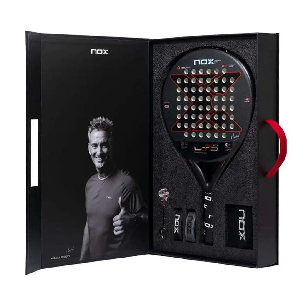 Nox ML10 LTD Limited Edition Padelschläger Vorderansicht in Schwarz mit 18K Carbon und HR3 Core