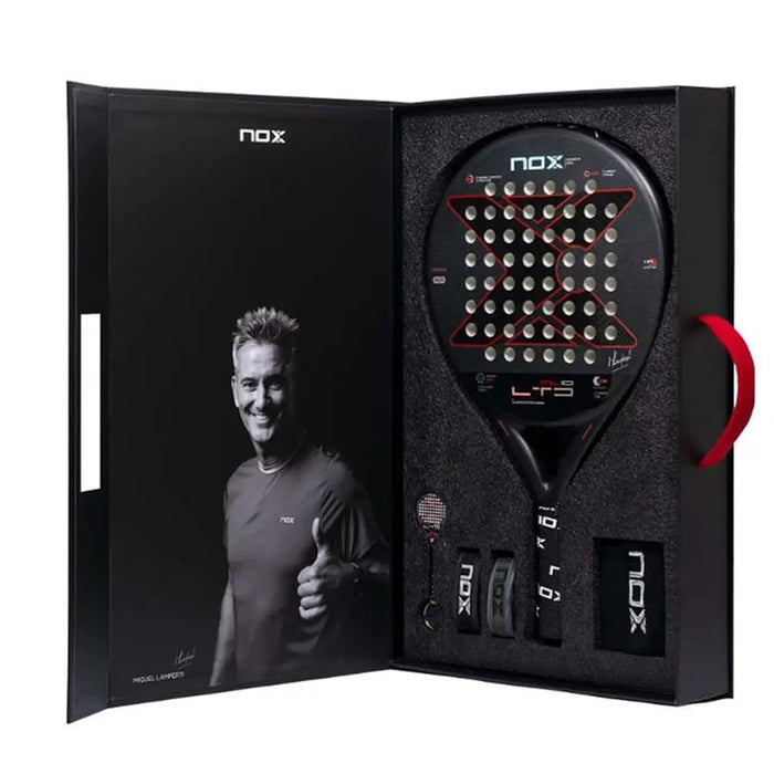 Nox ML10 LTD Limited Edition Padelschläger Vorderansicht in Schwarz mit 18K Carbon und HR3 Core