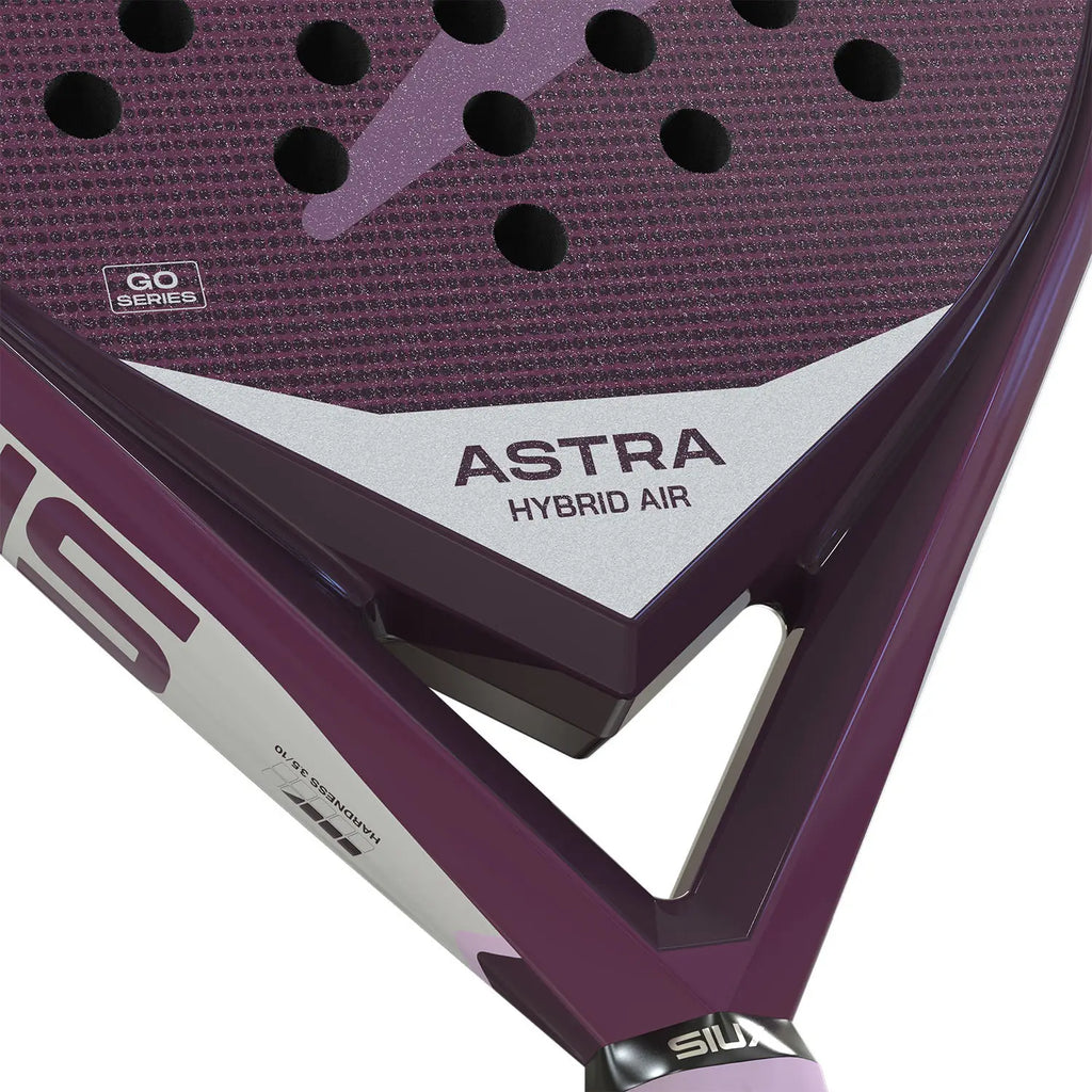 Siux Astra Hybrid Air – Herzstück Nahaufnahme mit Astra Hybrid Air Label, Go Series und EVA Core