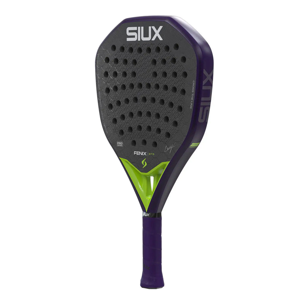 Siux Fenix Pro Glow Purple 2026 Padelschläger schräg von rechts in Diamantform
