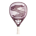 Softee Trionic Light Padelschläger – Frontansicht lila-weiß mit Spiralmuster, Goldlöchern und weißem Grip